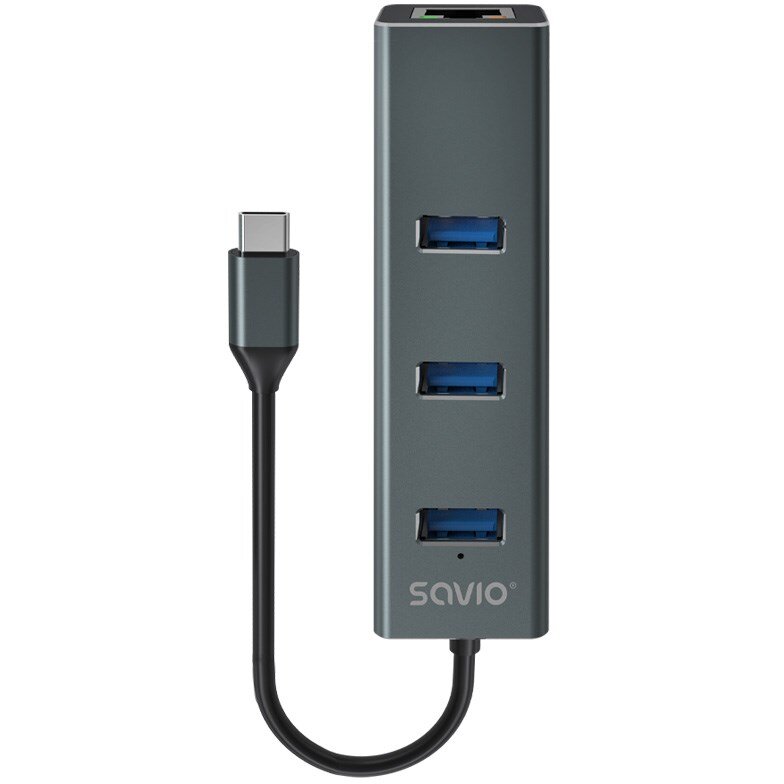 Oferte la Hub USB AK-57 USB-C - 3 x USB-A RJ-45 Gri