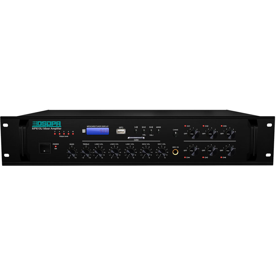 Oferte la Amplificator cu Mixer MP610U 250W 6 Zone USB/SD/Tuner 4Mic si 3AUX 100V & 4-16Ohmi