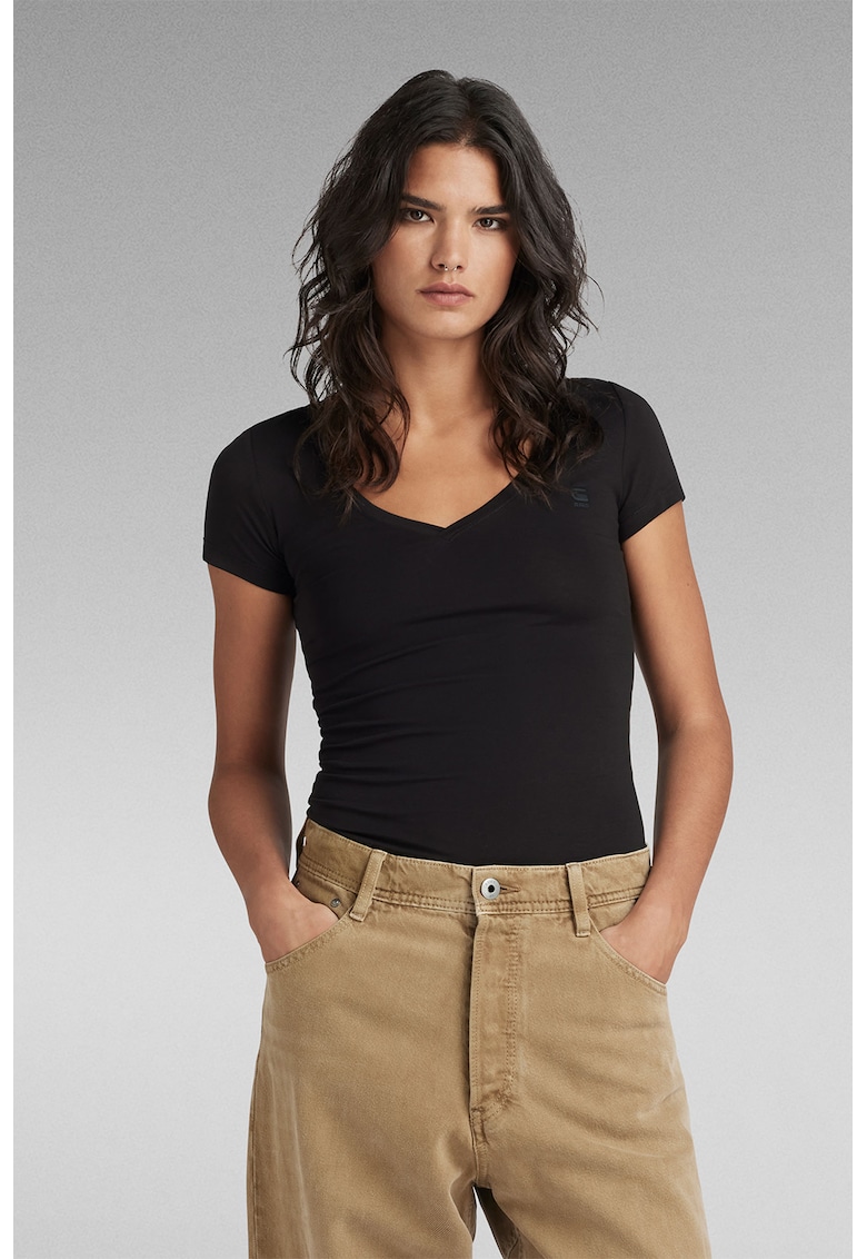 Oferte la Tricou slim fit din amestec de bumbac organic - Negru