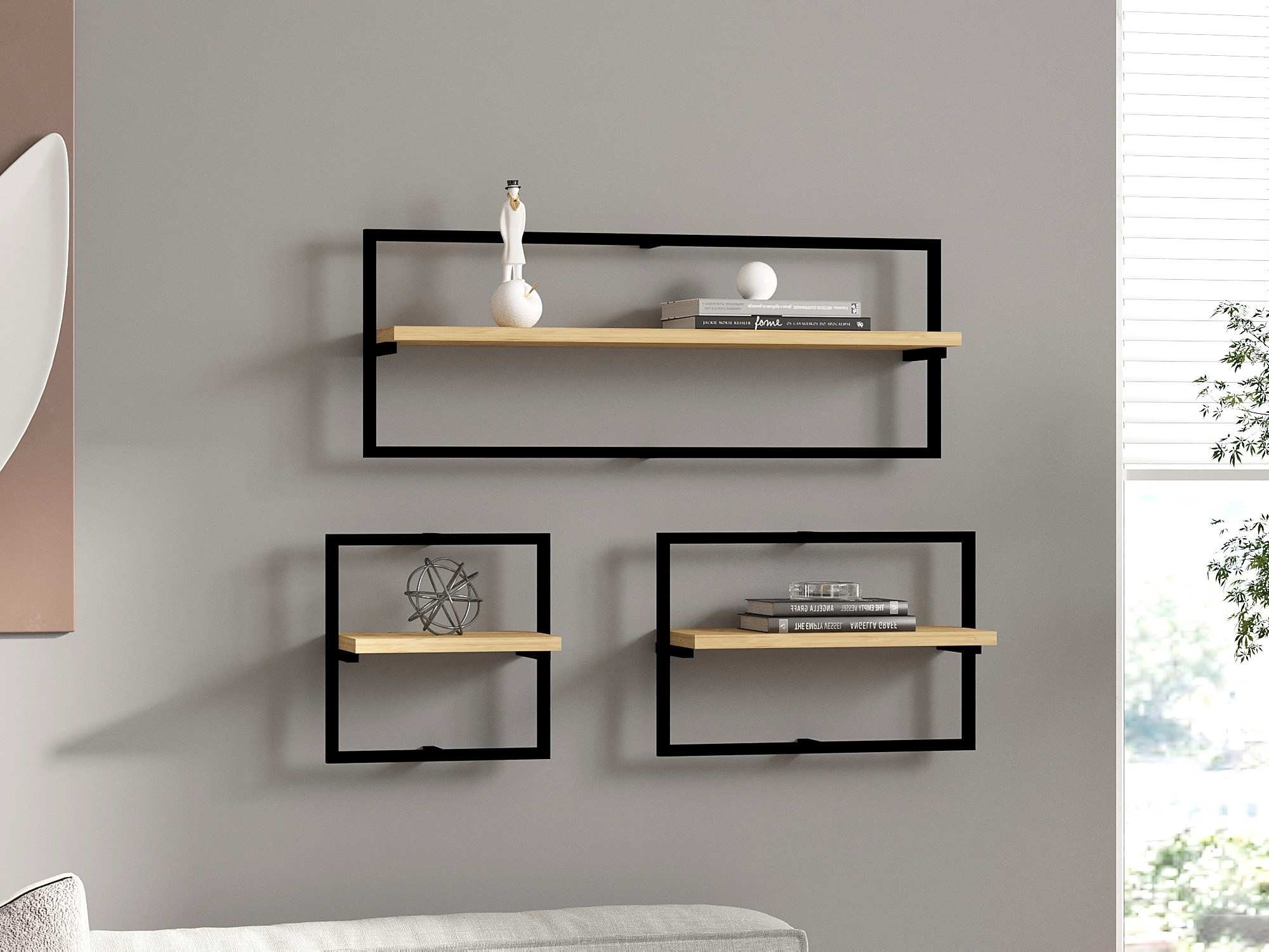 Oferte la Set 3 rafturi Yeso - Sapphire Oak
