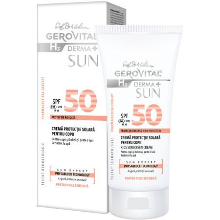 Oferte la Crema protectie solara pentru copii Gerovital H3 Derma+ Sun, cu SPF 50, 100 ml