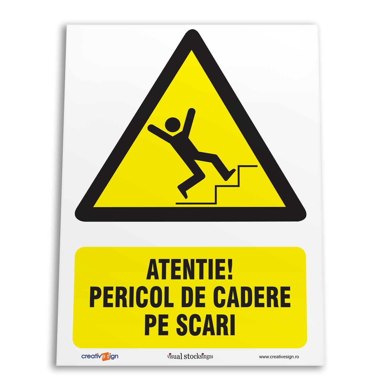 Oferte la Indicator semnalizare Pericol cadere pe scari, plastic, 20 x 15 cm