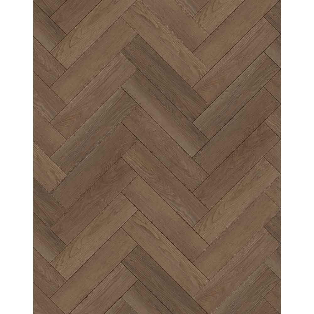 Pardoseala SPC 4+1 mm, herringbone, Walnut Oak 208, nuanta inchisa, decor lemn, clasa de trafic 32, click sistem, folie izolatoare atasata, 750 x 150 mm