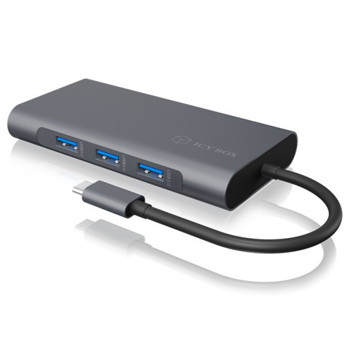 Oferte la Docking Station Icy  IB-DK4040-CPD USB Type-C  USB 3.0 HDMI   RJ-45 Audio Combo Card Reader Gri