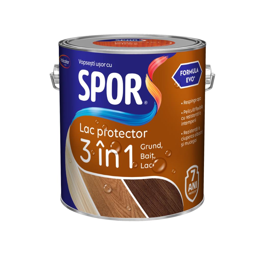 Lac pentru lemn Spor, palisandru, pe baza de rasini, interior/exterior, 2.5 l