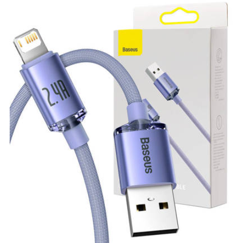 Oferte la Cablu Date Crystal Shine  USB  Lightning 2.4A 2m  Violet