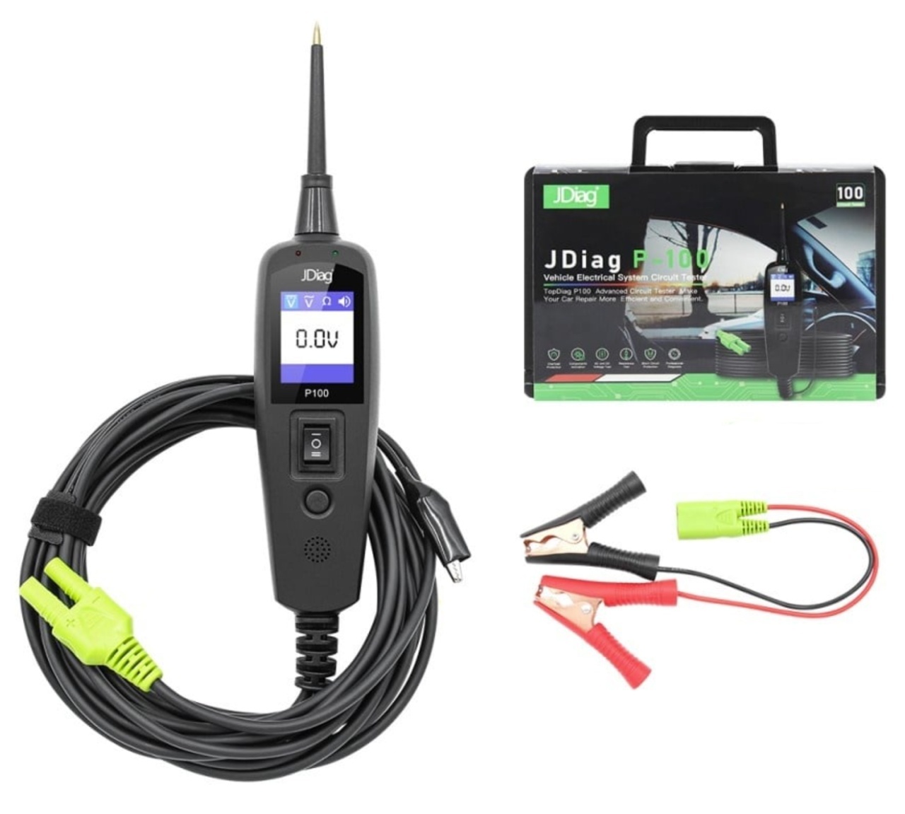 Oferte la Tester Profesional Circuite Electrice Techstar® P100, Diagnostic, 12/24V, Verificare Rezistenta, Masa, Voltaj, Servieta