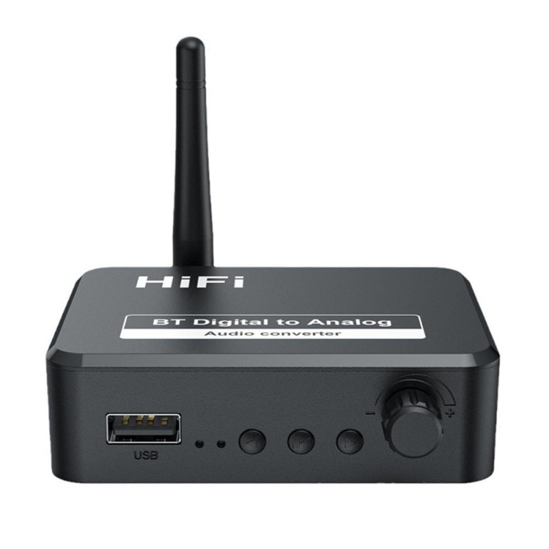 Oferte la Convertor Audio Digital la Analog Techstar® OT13, Compatibil Bluetooth 5.1, USB, AUX 3.5 mm, Cablu audio optic, RCA, Negru