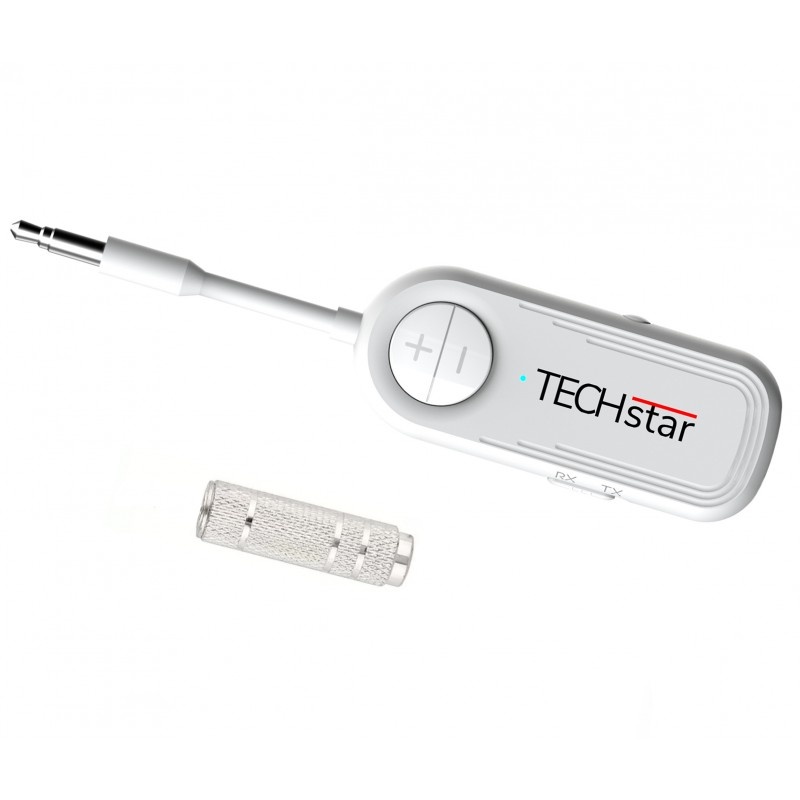 Oferte la Adaptor Wireless 2 in 1 Receptor si Transmitator Audio TX/RX Techstar® M28 Alb, cu Bluetooth BT 5.3 si Conector Port Audio 3.5mm