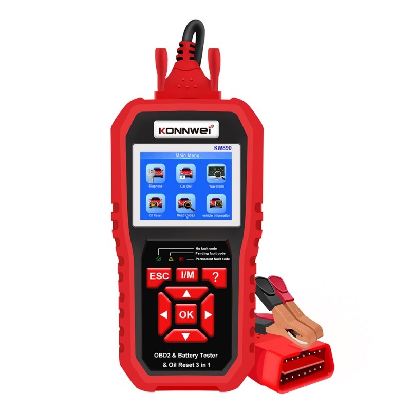 Oferte la Instrument De Scanare Si Diagnosticare Auto, KONNWEI KW890, OBD2, Display 2.8 Inch, Citirea Si Stergerea Codurilor De Eroare A Motorului, scaner de diagnosticare, tester baterie, resetare lampa de service ulei, Rosu/Negru