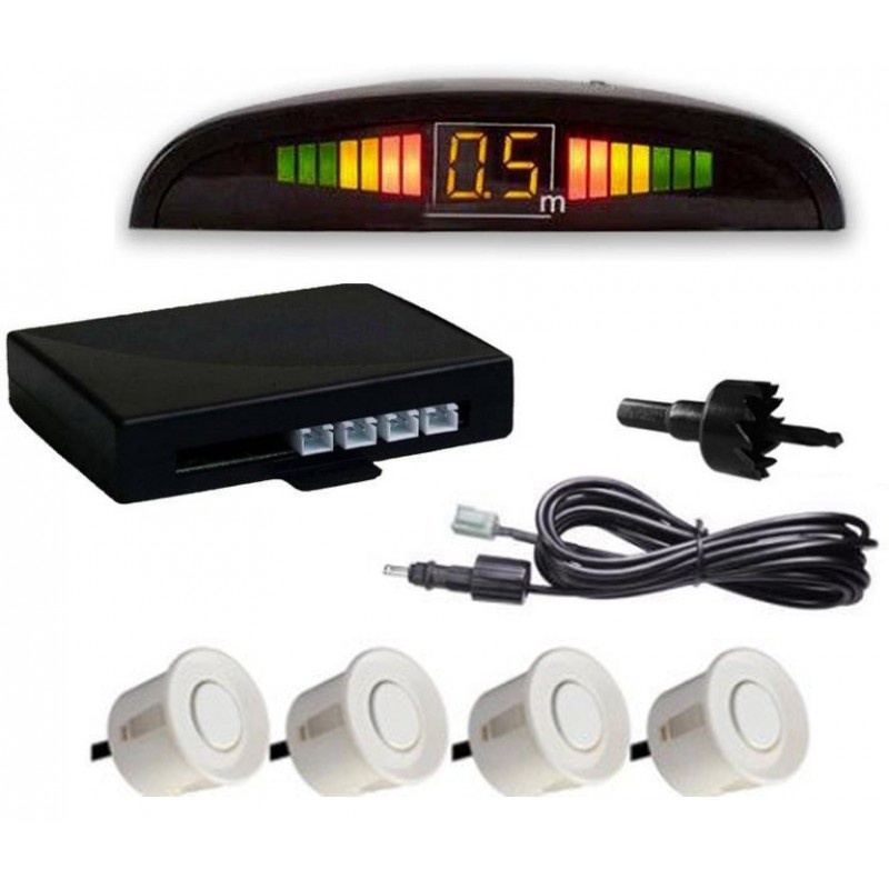 Oferte la Set Senzori parcare auto detector parktronic display radar monitor 4 senzori ALB