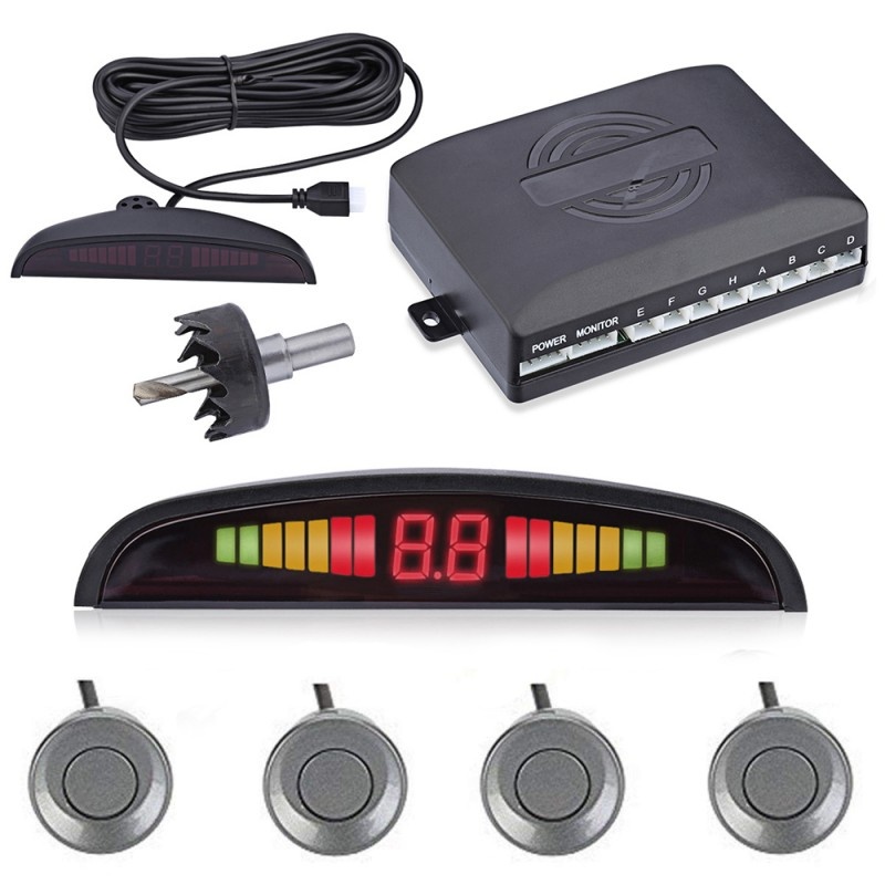 Oferte la Set Senzori Parcare Auto Detector Parktronic Display Radar Monitor 4 Senzori Gri Deschis