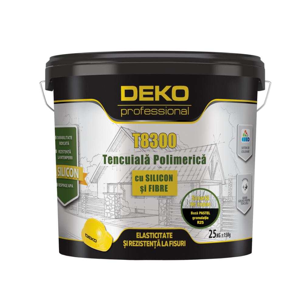 Oferte la Tencuiala polimerica cu silicon si fibre Deko T8300 R15, interior/exterior, cigar smoke, 25 kg