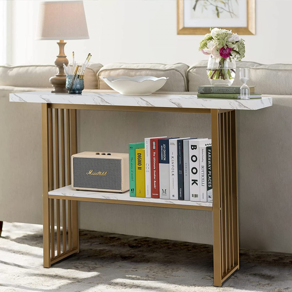 Oferte la MAU6 - Masa Consola 120x29x92 cm, masuta hol, living, dormitor - Aurie