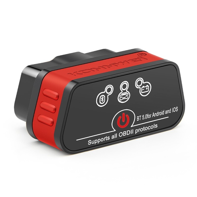Oferte la Diagnoza auto OBD2 KONNWEI KW901, Bluetooth 5.0, Buton ON-OFF, compatibil Android iOS, ELM 327 OBDII, Negru/Rosu