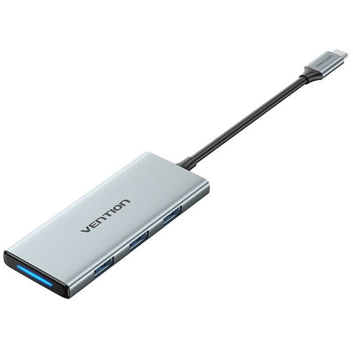 Oferte la Hub Extern TOPHB USB-C la 1x HDMI 3x USB 3.0 Slot SD/MicroSD Cablu 15CM Gri