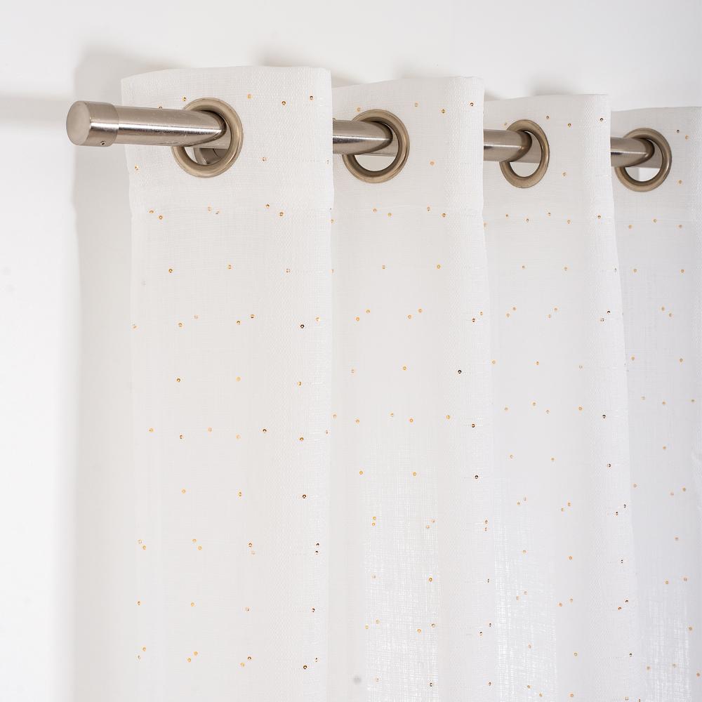 Oferte la Perdea Sequin 012, poliester, alb, model geometric paiete, 140 x 260 cm