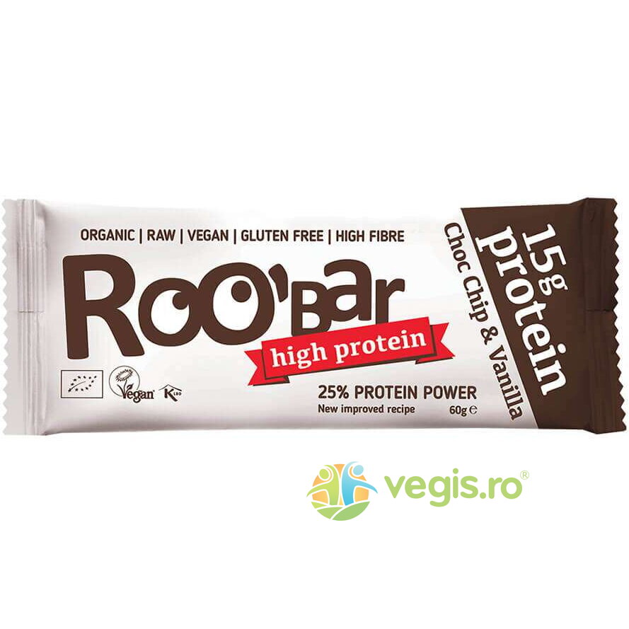 Oferte la Baton Proteic cu Fulgi de Ciocolata si Vanilie Raw fara Gluten Ecologic/Bio 60g