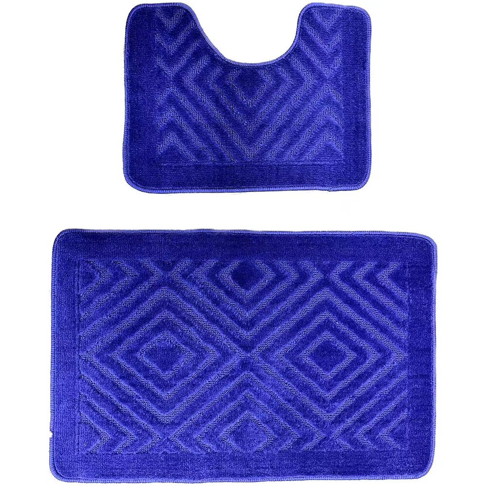 Oferte la Set 2 covoare baie HAUSBERG HB-H435GR, material textil, albastru, 46 x 72/46 x 35 cm