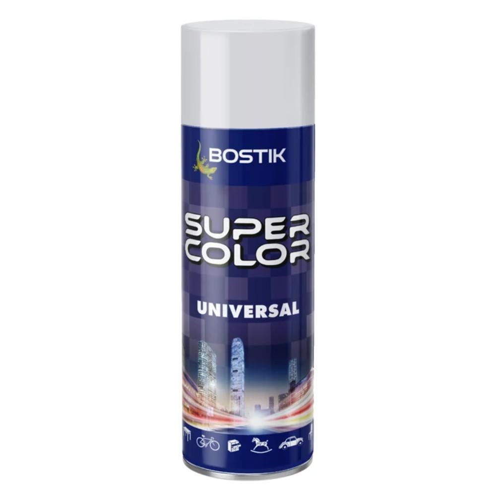 Oferte la Vopsea spray universala decorativa Bostik Super Color, interior/exterior, alb-gri  RAL7047, 400 ml