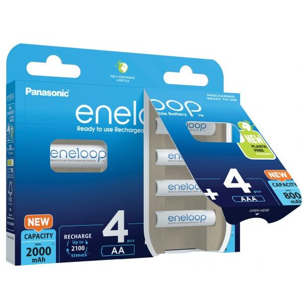 Oferte la Set 4 acumulatori AA R6 2000mAh + 4 acumulatori AAA R3 800mAh Panasonic Eneloop BK-KJMCDE44E
