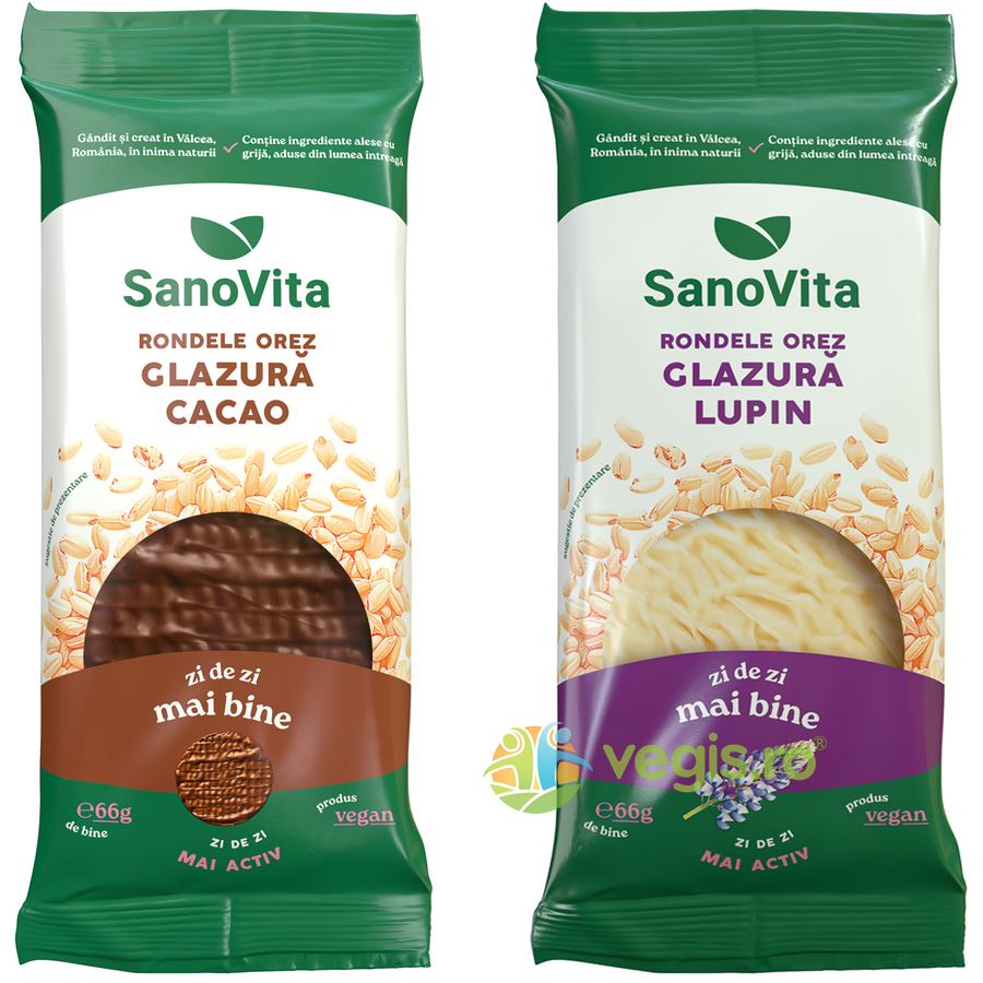 Oferte la Pachet Rondele din Orez cu Glazura de Cacao 66g + Rondele din Orez cu Glazura de Lupin 66g