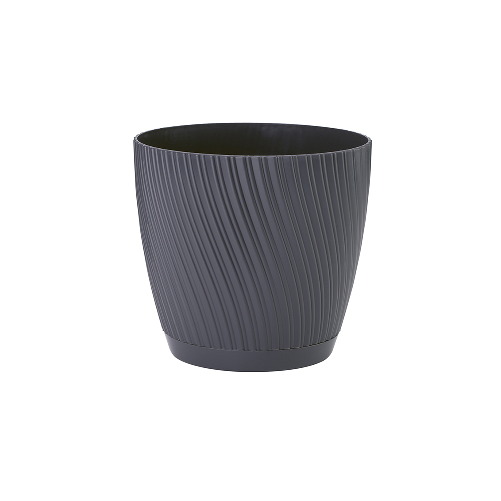 Oferte la Ghiveci cu farfurie Mika Eco, PVC, antracit, diametru 17 cm, inaltime 16 cm