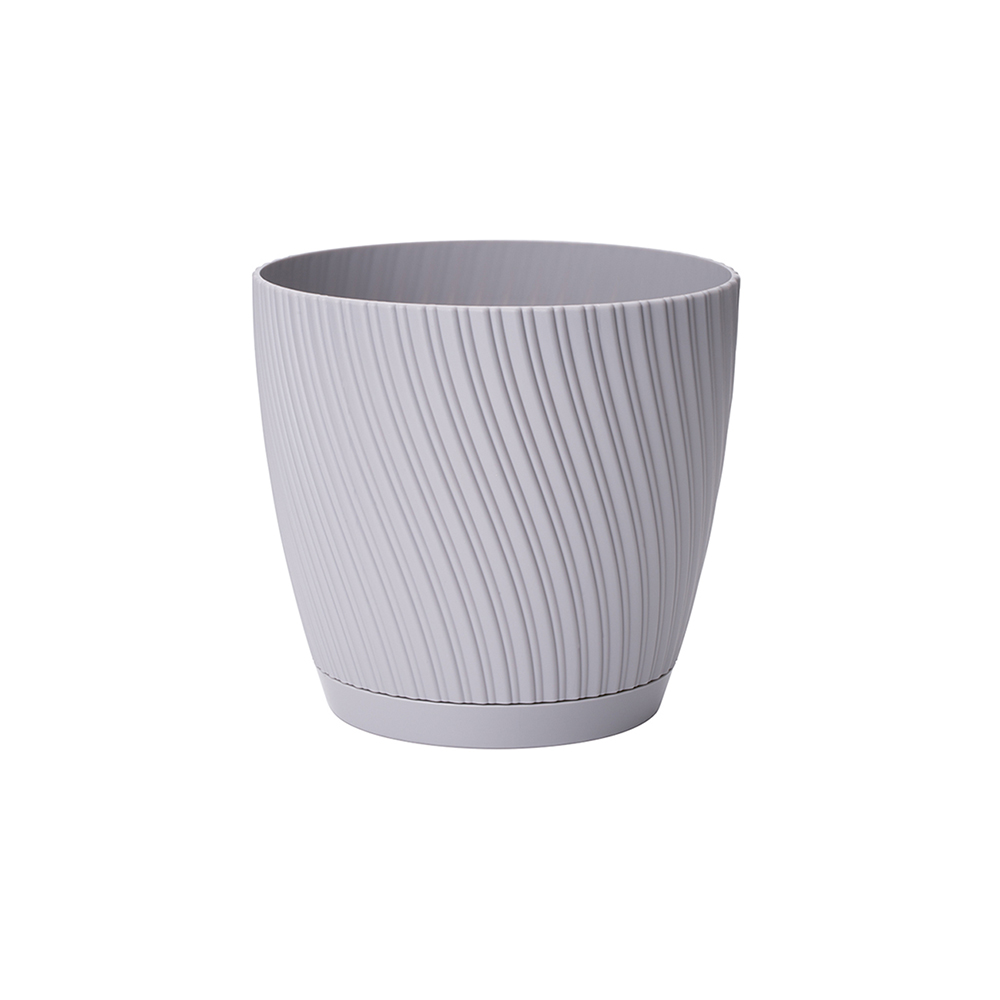 Oferte la Ghiveci cu farfurie Mika Eco, PVC, gri, diametru 19 cm, inaltime 18 cm