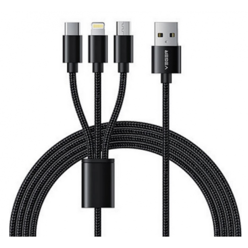 Oferte la Cablu de Date / Incarcare V303 3in1 USB 3.0 la Lightning/USB-C/micro USB Lungime 1.5M Negru