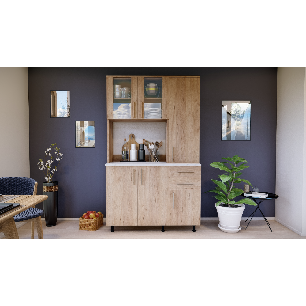 Oferte la Bufet de bucatarie Mobylux, pal melaminat, stejar auriu K002, blat inclus, lungime 1.2 m