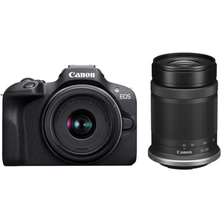 Oferte la Aparat Foto Mirrorles EOS R100 + RF-S 18-45mm f/4.5-6.3 IS STM Lens + RF-S 55-210mm f/5-7.1 IS STM Negru