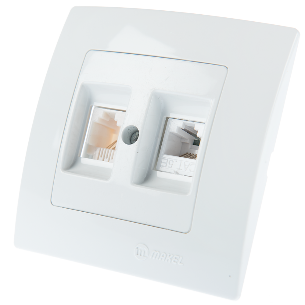 Oferte la Priza date RJ45 UTP cat 5E + telefon Lilium Natural Kare, Makel 32001037, alb