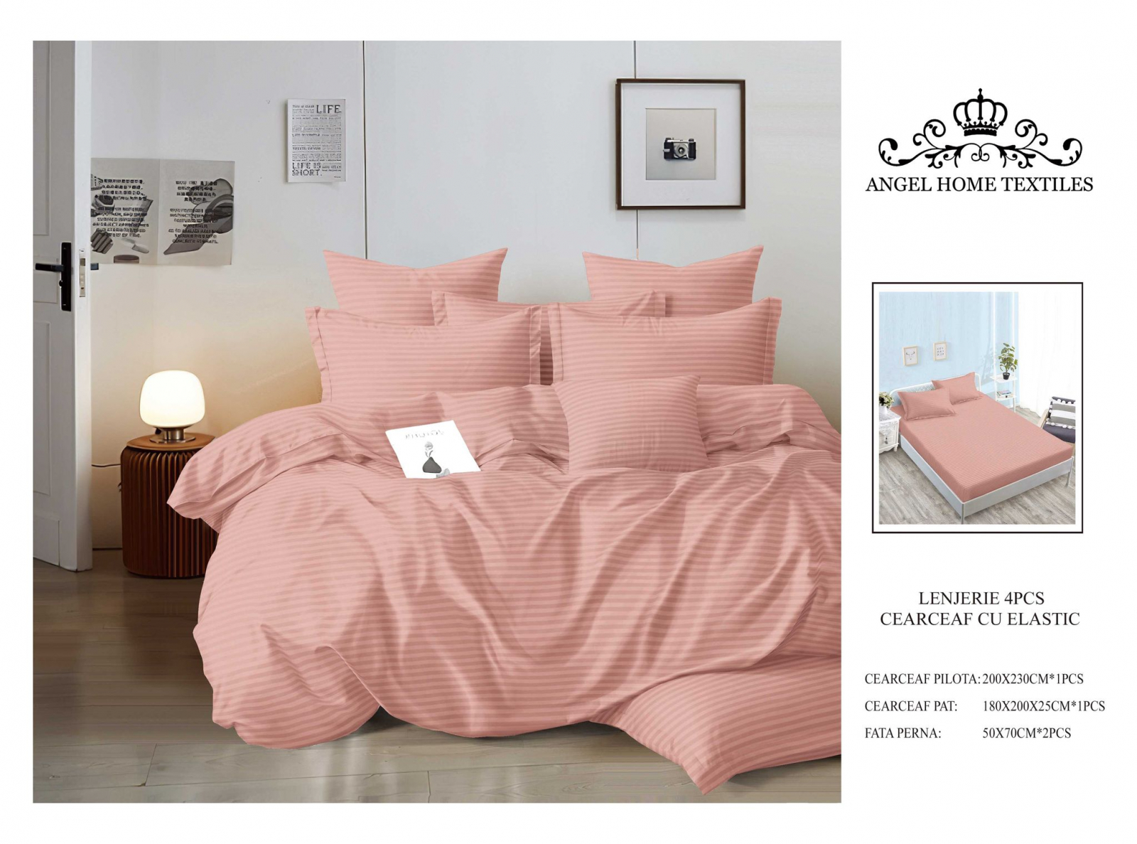 Oferte la Lenjerie damasc cu elastic