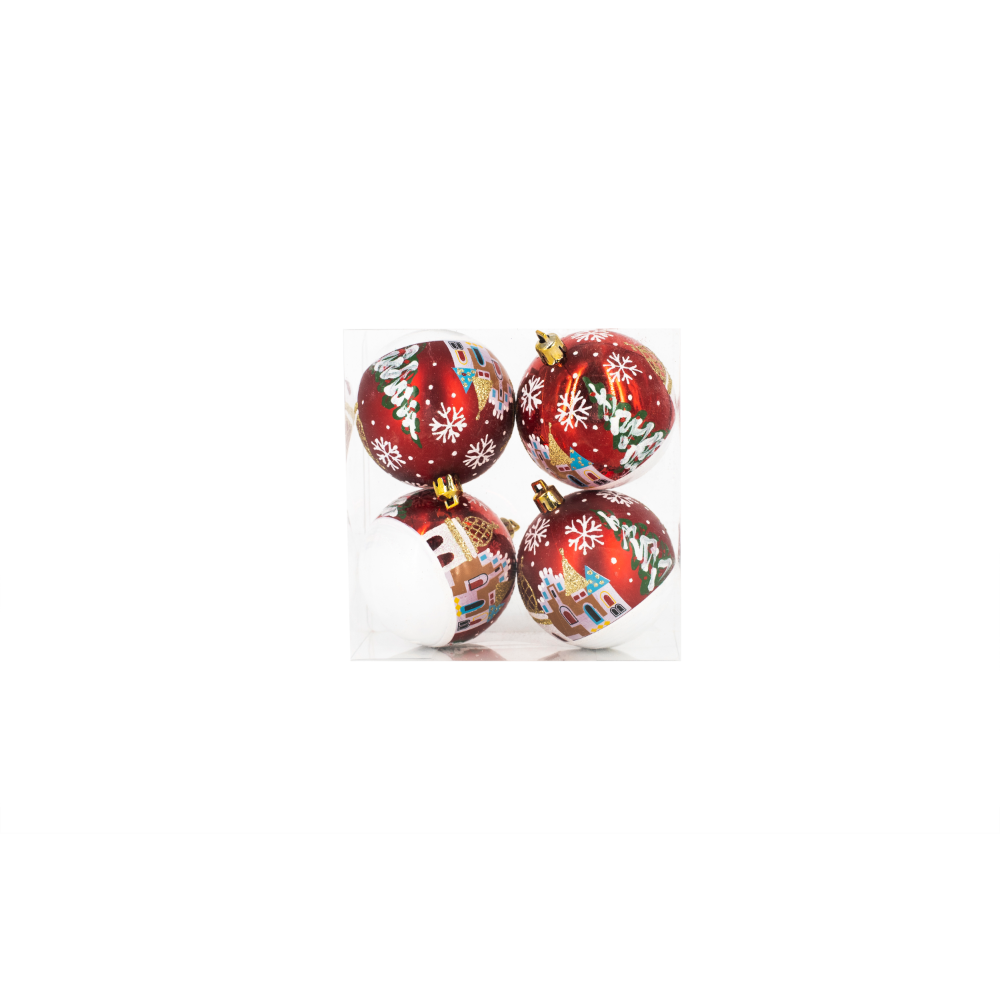 Oferte la Set 4 globuri decorative de Craciun, decor iarna, plastic, 7 cm