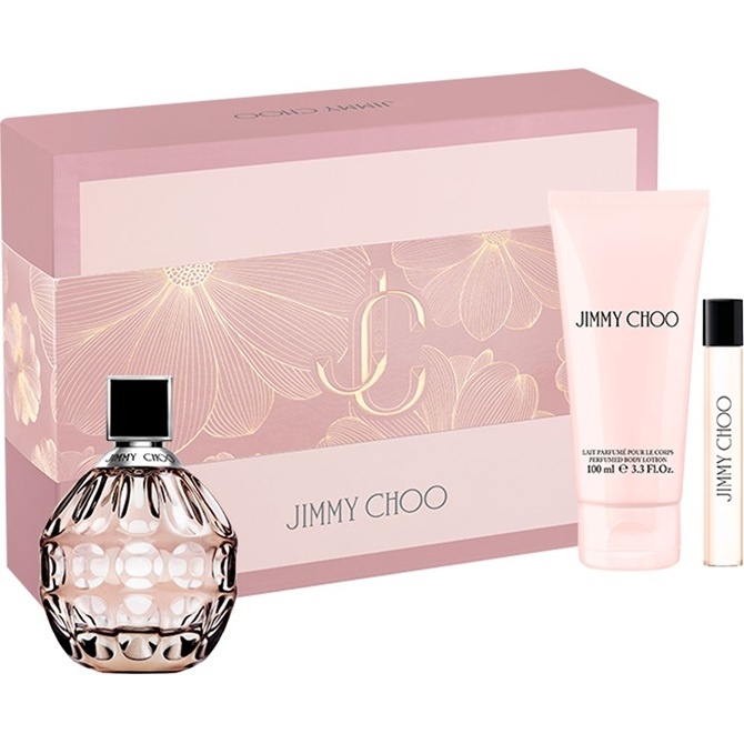 Oferte la Set cadou Jimmy Choo, Apa de Parfum 100 ml, Lotiune de corp, 100 ml Apa de parfum 7.5 ml (Concentratie: Apa de Parfum, Gramaj: 100 ml+100 ml+7.5 ml)