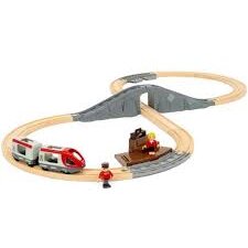 Oferte la Set De Joaca Tren De Calatori 16 Piese Lemn Rosu