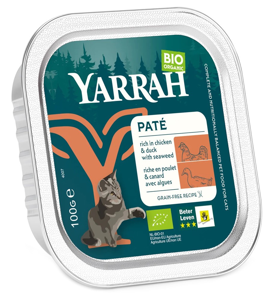 Oferte la Hrana umeda bio pentru pisici cu carne de pui si rata, 100g Yarrah