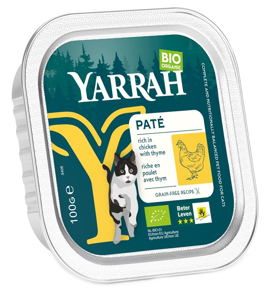Oferte la Hrana umeda bio pentru pisici cu carne de pui, 100g Yarrah