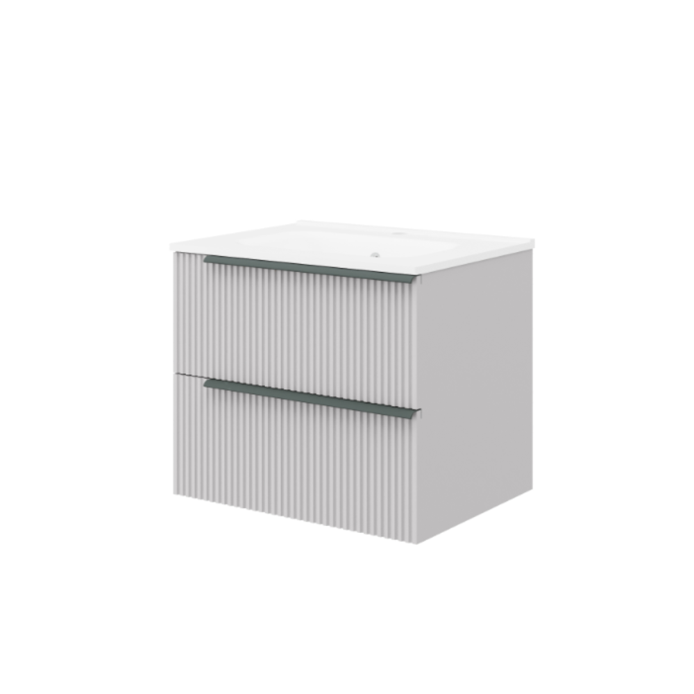 Oferte la Set mobilier baie Savini Due Sidney, material MDF, masca + lavoar, gri, 61.5 x 46.5 x 53 cm