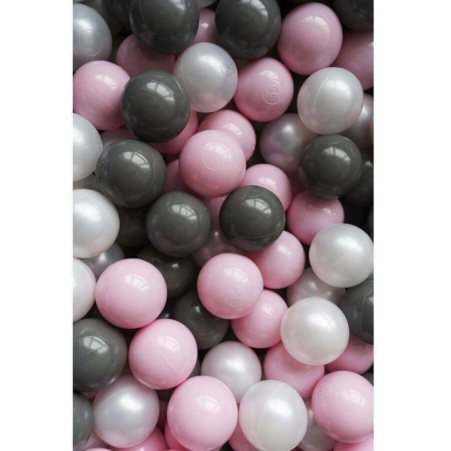Oferte la Set 200 Bile din Plastic Colorate 7cm Alb / Roz / Gri