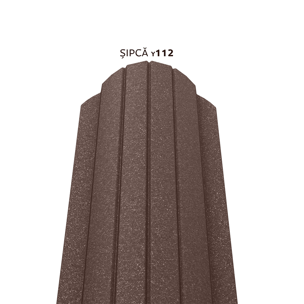 Oferte la Sipca metalica gard Caretta Vertical Y112, maro RAL 8017, mat structurat, finisaj Fresco, 0.4 mm, 1700 x 90 mm