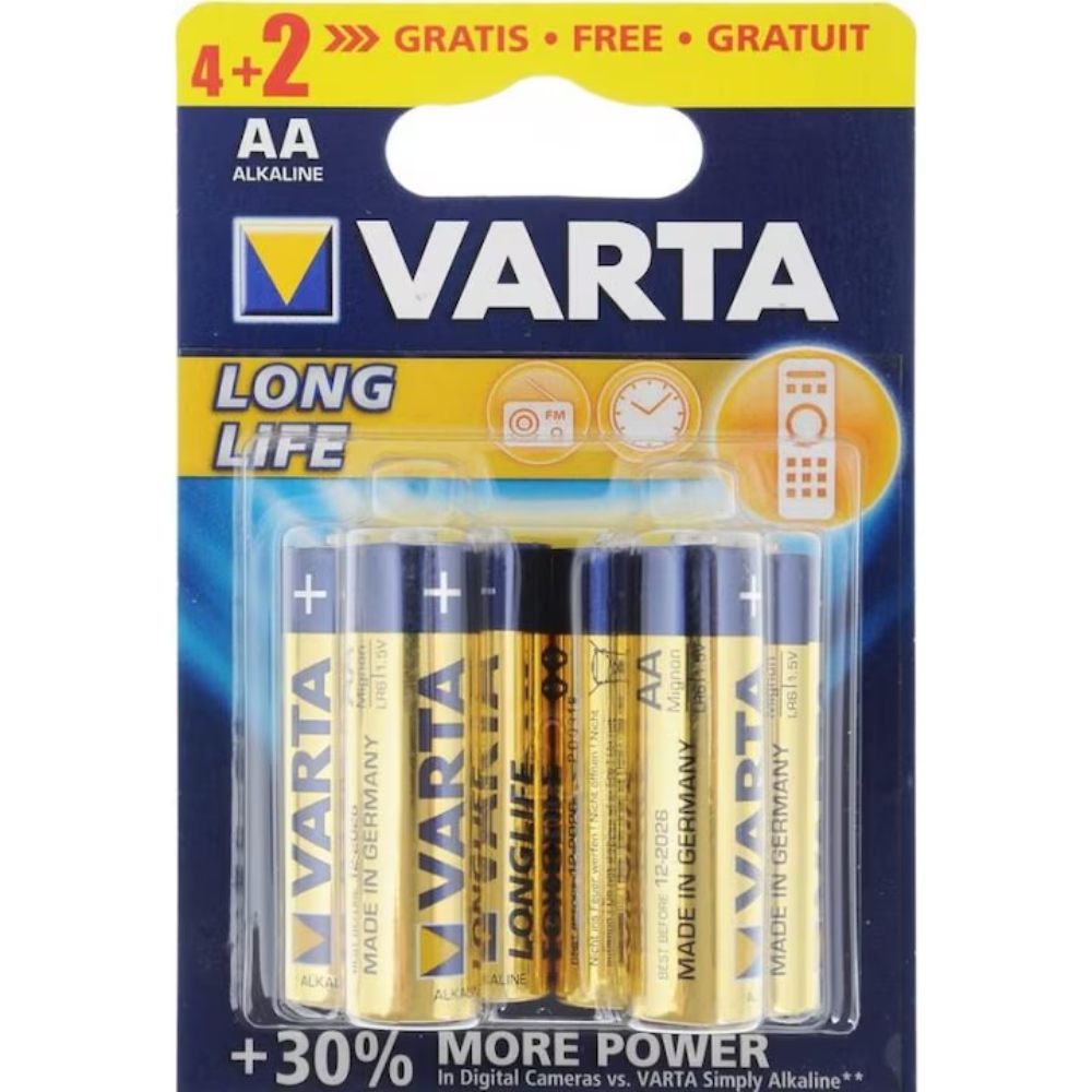 Oferte la Baterie alcalina Varta Longlife, AA/R6, blister 4+2 bucati