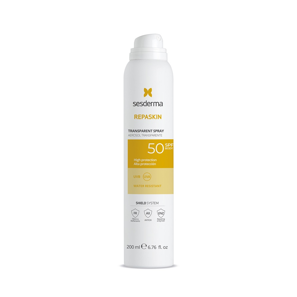 Oferte la Spray transparent pentru corp cu protectie solara SPF 50 Repaskin Sesderma, 200 ml