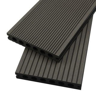 Oferte la Decking compozit WPC culoare gri  cu gauri rotunde  2850x140x21.5 mm  EXTDEC-GRE110