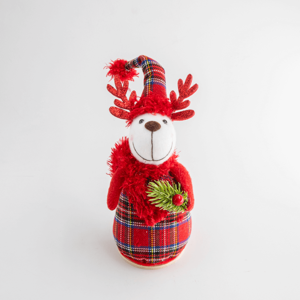 Oferte la Decoratiune iarna ren, rosu cadrilat, 18 cm