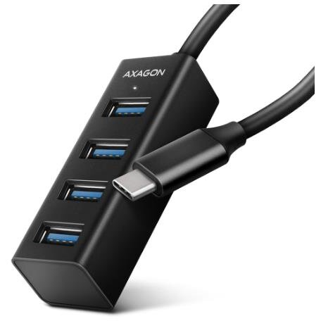 Oferte la Hub HUE-M1C MINI 4xUSB3.2 Gen 1 Metalic Cablu USB-C 20CM Negru