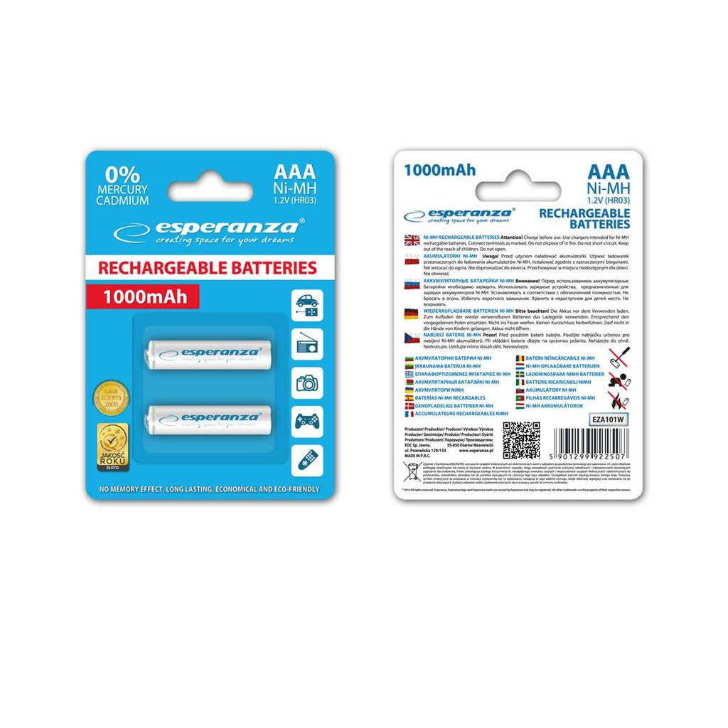 Oferte la Esperanza EZA101W Baterii reîncărcabile Ni-MH AAA 1000MAH 2PCS.