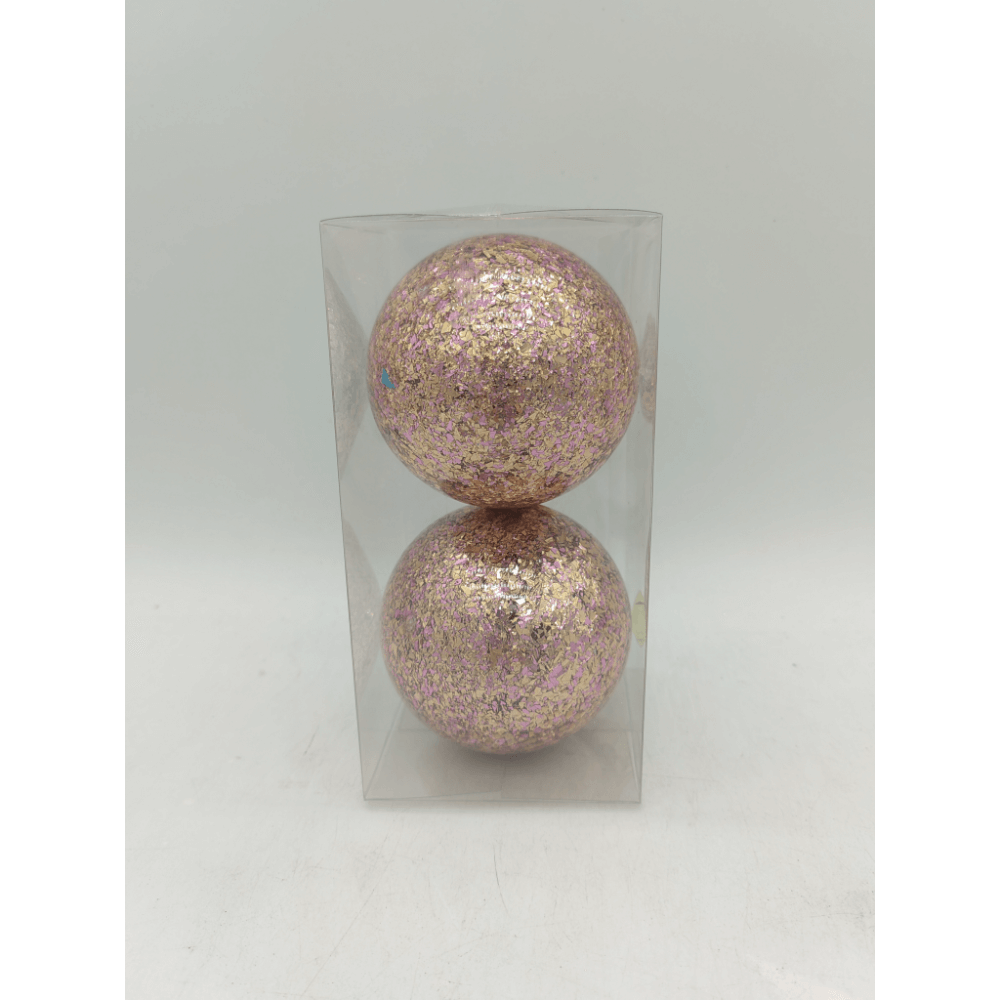 Oferte la Set 2 globuri decorative de Craciun, plastic, champanie satinat, 10 cm
