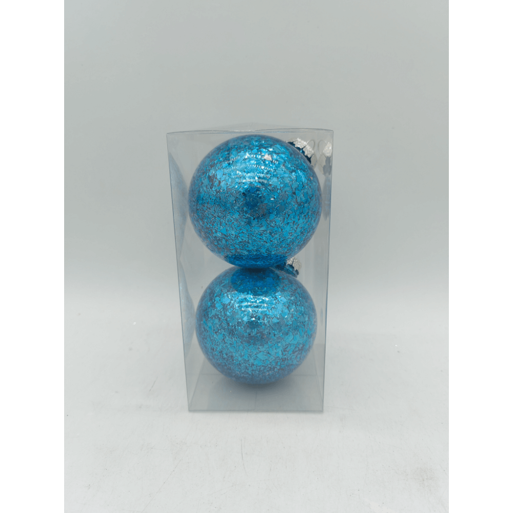 Oferte la Set 2 globuri decorative de Craciun, plastic, albastru satinat, 100 cm