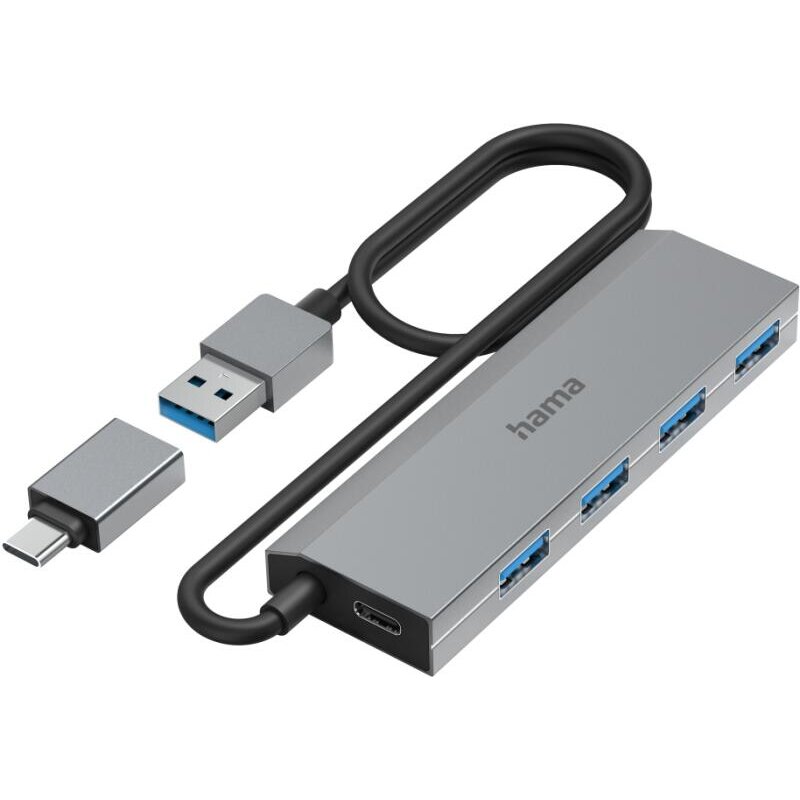 Oferte la Hub Extern 200138 4 Porturi USB 3.2 Gen1 5Gbps Adaptor USB-C Gri